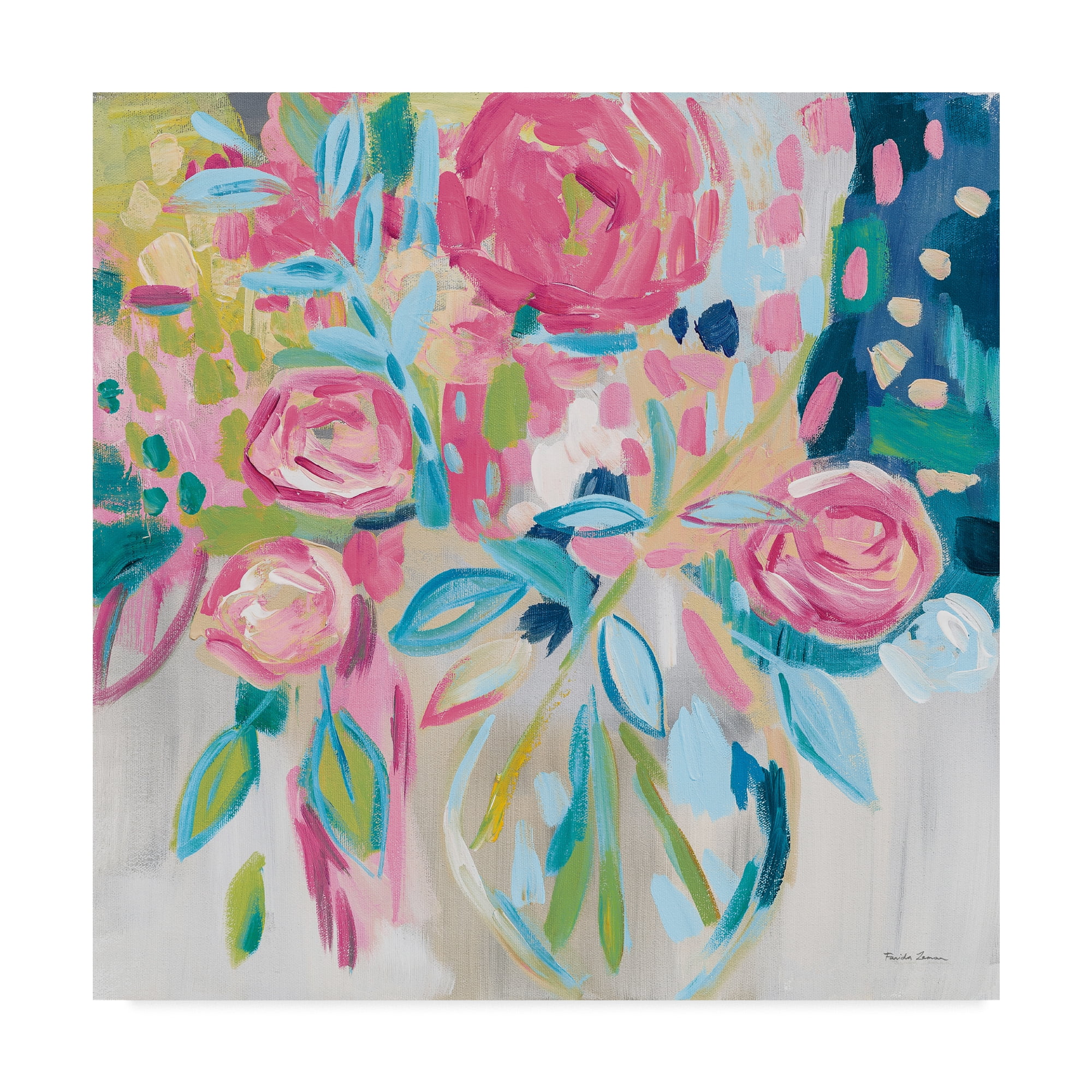 Trademark Fine Art -Farida Zaman 'Summer Pink Floral' Canvas Art - 24''x24''