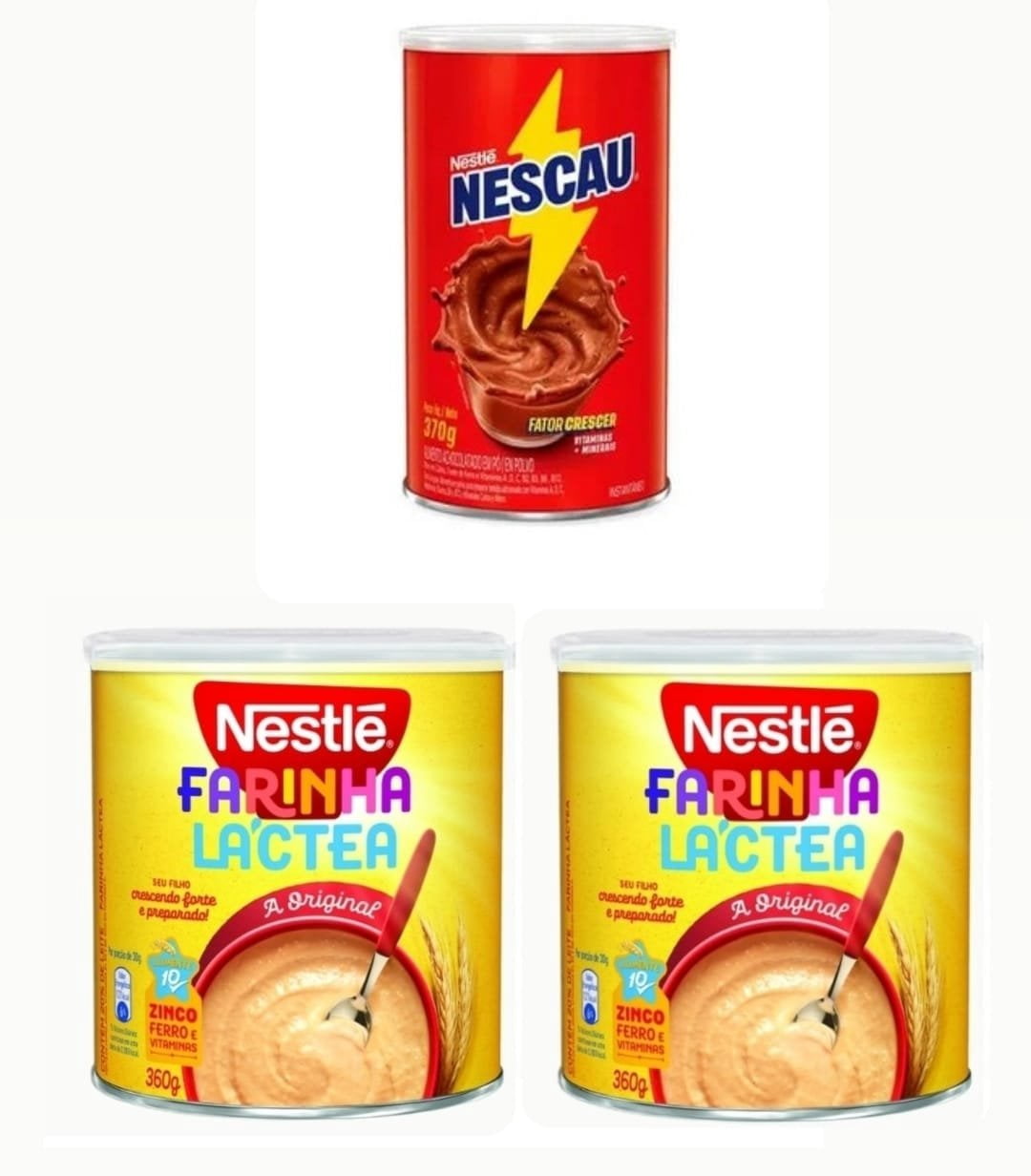 Nestlé Farinha Lactea Brazilian Cereal Porridge - 2-Pack 360g Cans With Souvenir Bracelet