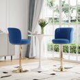 thumbnail image 1 of Farini 2-Pack Swivel Bar Stools, Adjustable Upholstered Counter Height Stools with Backrest & Metal Base for Kitchen Island, Dining Room, Blue, 1 of 7