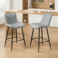 thumbnail image 1 of Farini 26" Counter Stools Set of 2, Modern Faux Leather Barstools, Counter Height Chairs for Kitchen Islands & Dining Rooms, Gray, 1 of 7
