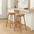 thumbnail image 1 of Farini 30" Saddle Bar Stools Set of 2, Wood Backless Counter Height Stools with Footrest for Kitchen Island, Nature, 1 of 5