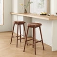 thumbnail image 1 of Farini 30" Saddle Bar Stools Set of 2, Wood Backless Counter Height Stools with Footrest for Kitchen Island, Walnut, 1 of 5