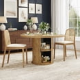 thumbnail image 1 of Farini 43" Round Dining Table, Modern Wood Kitchen Table with Hidden Storage & Metal Base, Seats 4, for Dining Room or Kitchen, Walnut, 1 of 7