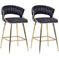 thumbnail image 1 of Farini Counter Height Bar Stool Set of 2, Mid-Century Upholstered Barstool with Backrest and Metal Frame, Black, 1 of 6