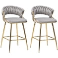 thumbnail image 1 of Farini Counter Height Bar Stool Set of 2, Mid-Century Upholstered Barstool with Backrest and Metal Frame, Gray, 1 of 6