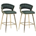 thumbnail image 1 of Farini Counter Height Bar Stool Set of 2, Mid-Century Upholstered Barstool with Backrest and Metal Frame, Green, 1 of 6