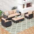 thumbnail image 1 of Farini Outdoor Furniture Set, 7 Piece Patio Sectional Furniture Set with Cushions, PE Outdoor Wicker Conversation Set Sectional Patio Sofa, All-Weather Rattan Sofa for Backyard, Garden, and Poolside, 1 of 8