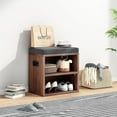 thumbnail image 1 of Farini Small Shoe Bench with Cushion, Shoe Storage Bench with Seating, Seat Shoe Rack for Entryway, Walnut-Dark Gray, 1 of 9