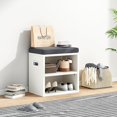 thumbnail image 1 of Farini Small Shoe Bench with Cushion, Shoe Storage Bench with Seating, Seat Shoe Rack for Entryway, White-Dark Gray, 1 of 9