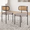 thumbnail image 1 of Farini Upholstered Dining Chair Set of 2, Rattan Backrest Kitchen Chair, Light Grey, 1 of 8