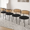 thumbnail image 1 of Farini Upholstered Dining Chair Set of 4, Rattan Backrest Kitchen Chair, Black, 1 of 8