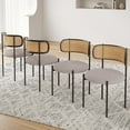 thumbnail image 1 of Farini Upholstered Dining Chair Set of 4, Rattan Backrest Kitchen Chair, Light Grey, 1 of 8