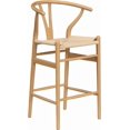 thumbnail image 1 of Farini Wishbone Counter Height Barstool, Fully Assembled Weave Bar Chair with Wooden Frame, for Kitchen Island, Dining Room, Bar, Single, Nature, 1 of 7
