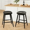 thumbnail image 1 of Farini Wood Saddle Counter Height Bar Stools Set of 2, 25.9" Backless Barstool with Footrest for Kitchen Island, Black, 1 of 5