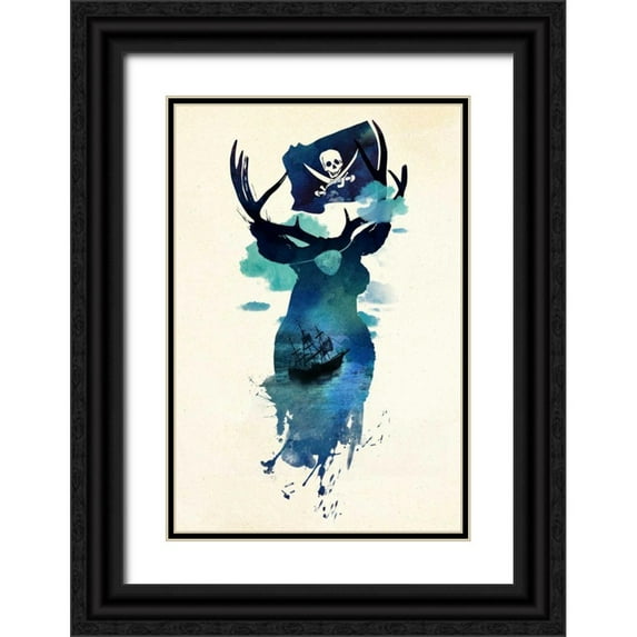 Farkas, Robert 17x24 Black Ornate Wood Framed with Double Matting Museum Art Print Titled - Captain Hook