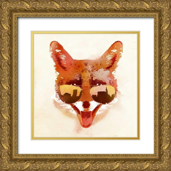 Farkas, Robert 26x26 Gold Ornate Wood Framed with Double Matting Museum Art Print Titled - Big Town Fox