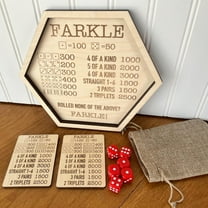 Farkle Dice Tray, Farkle Classic Dice Game Supplies with Hexagonal Wooden Anti-slip Tray and 6 Dice, Classic Home Game Stand for Home Party