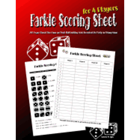 Farkle Scoring Sheet for 4 Players : 200 Pages Classic Dice Game and Math Skill Building Point Scoresheet for Party and Funny Game