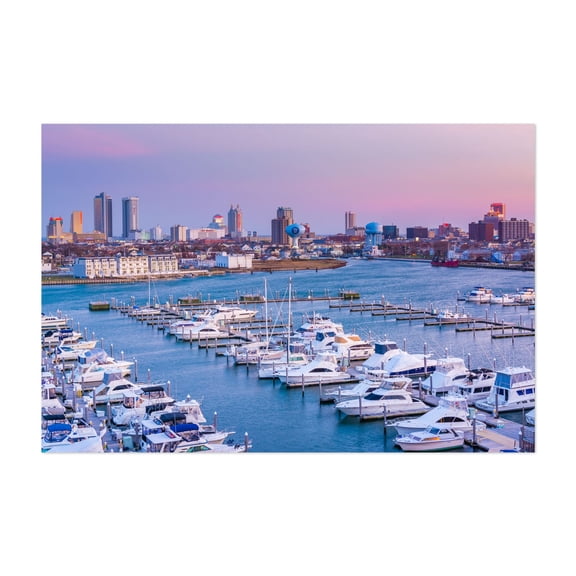 Farley State Marina - Atlantic City New Jersey Photography Harbor Cityscape Skyline Sunset Travel Poster Unframed Wall Art Print 4 x 6 inches