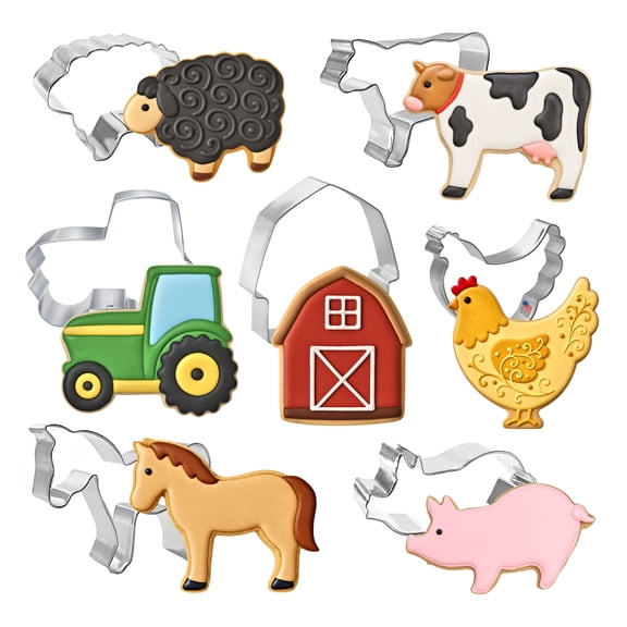 Farm 7 Piece Cookie Cutter Set - Barn, Cow, Pig, Tractor, Horse Cookie Cutters - The Cookie Cutter Shop - Tin Plate Steel