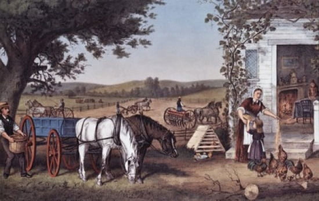 Farm And Fireside 1878 Currier & Ives (1834-1907 American) Canvas Art - Currier & Ives (24 x 36)