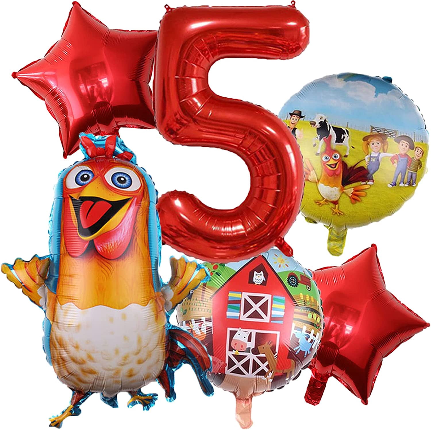 Farm Animal 5th Birthday Party Decorations Foil Balloons and Baby