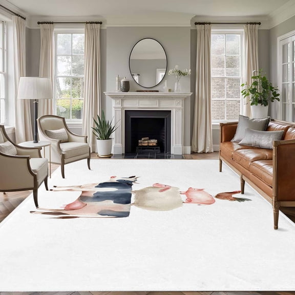Farm Animal 5x7 Rug for Living Room Sofa and Coffee Table Layout, Cow Pig Sheep Chicken Washable Non Slip Rectangle Area Rug