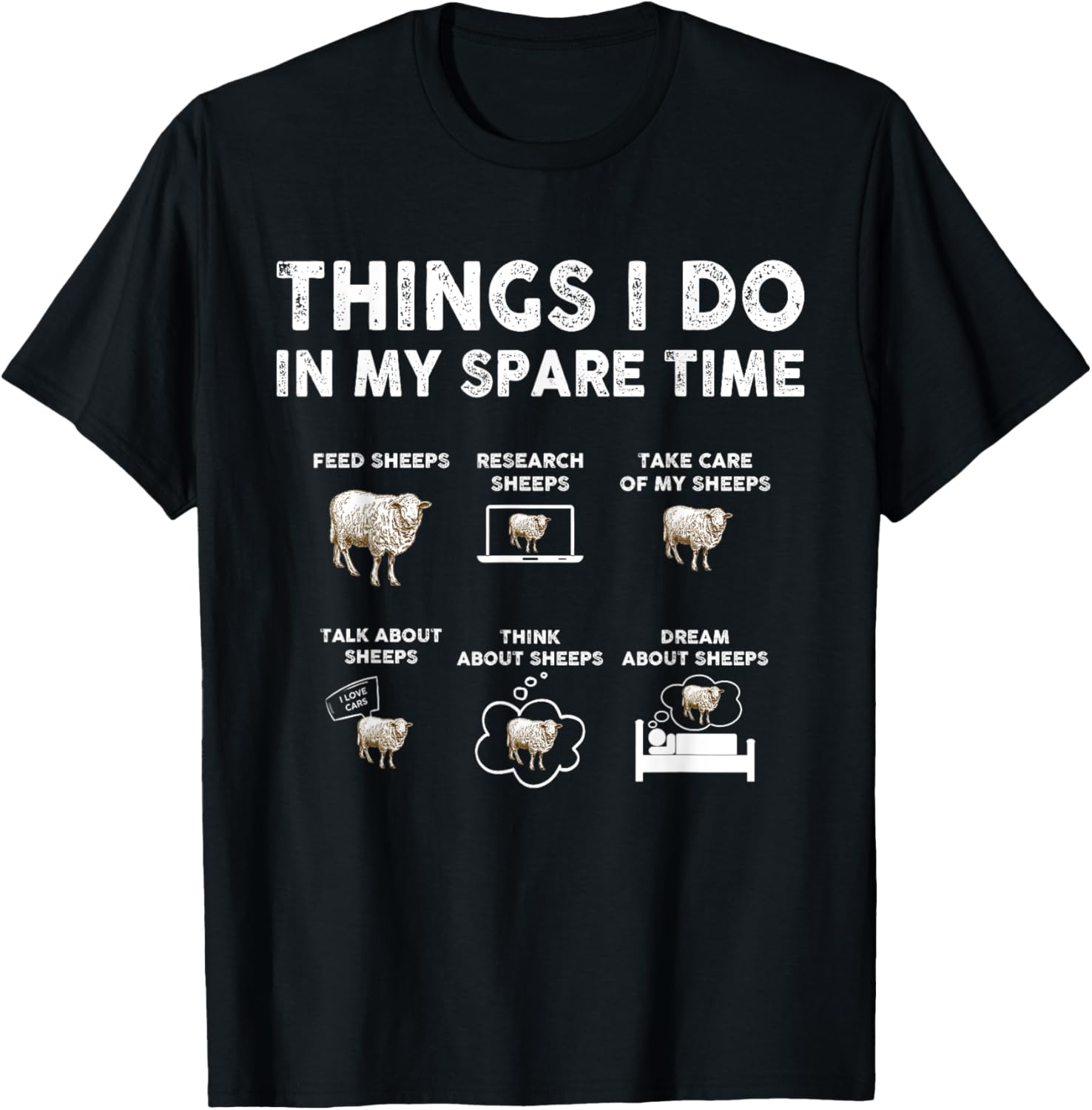 Farm Animal 6 Things I Do in My Spare Time Sheeps Funny Lamb TShirtM