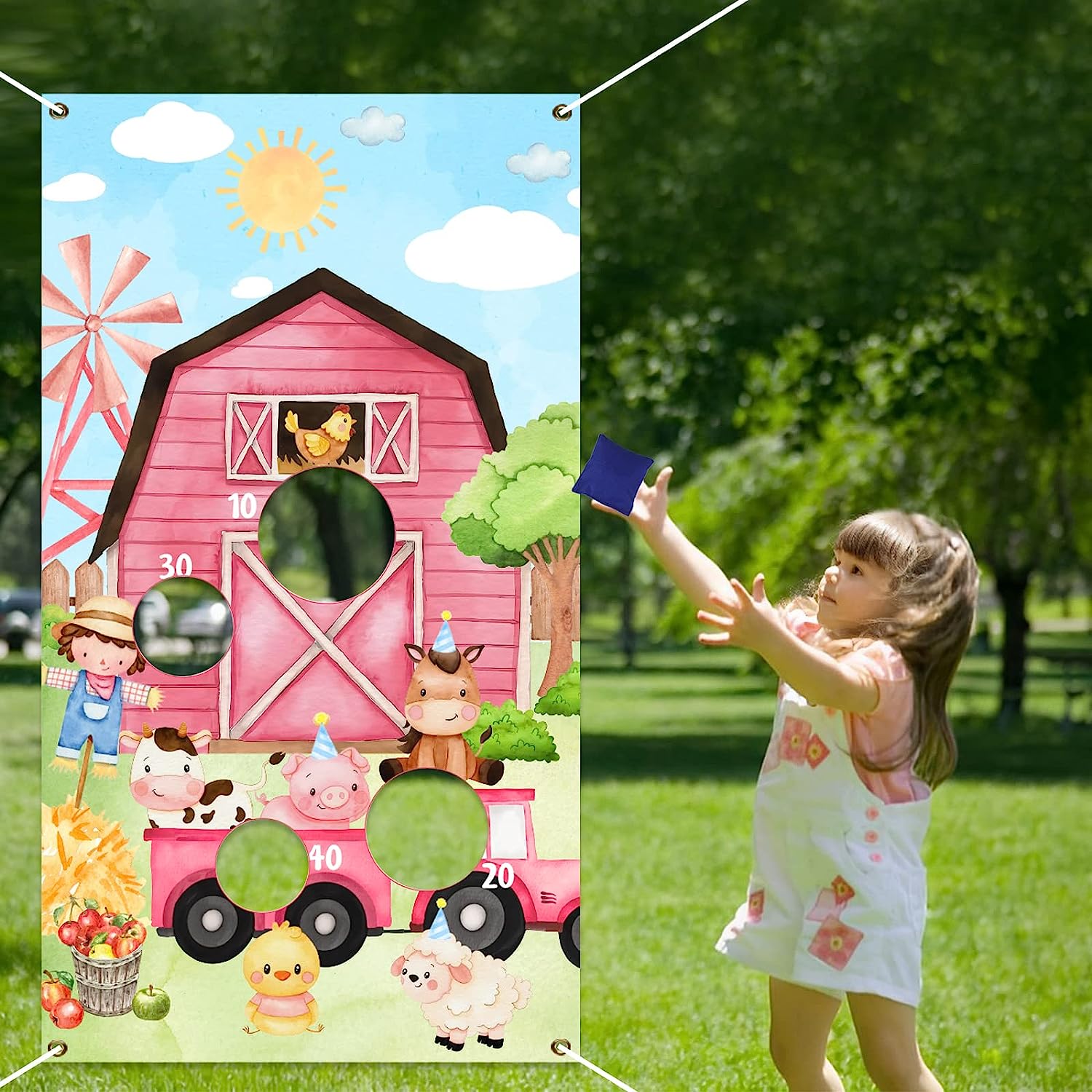 Farm Animal Bean Bag Toss Game for Kids, Bean Bag Toss Game for Girls ...