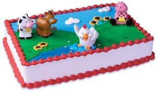 Two tier farm animal cake