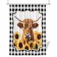 thumbnail image 1 of Farm Animal Cow Shower Curtain, Black Plaid Sunflower Floral Country Style Waterproof Shower Curtain Set with 12 Hooks Lightweight Bath Curtains Fabric Bathroom Decor 72x84 Inches, 1 of 9