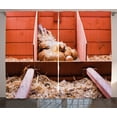 thumbnail image 1 of Ambesonne Farm Animal Curtains 2 Panel Set, Hen in Cage with Eggs, 108" x 90", Multicolor, 1 of 3