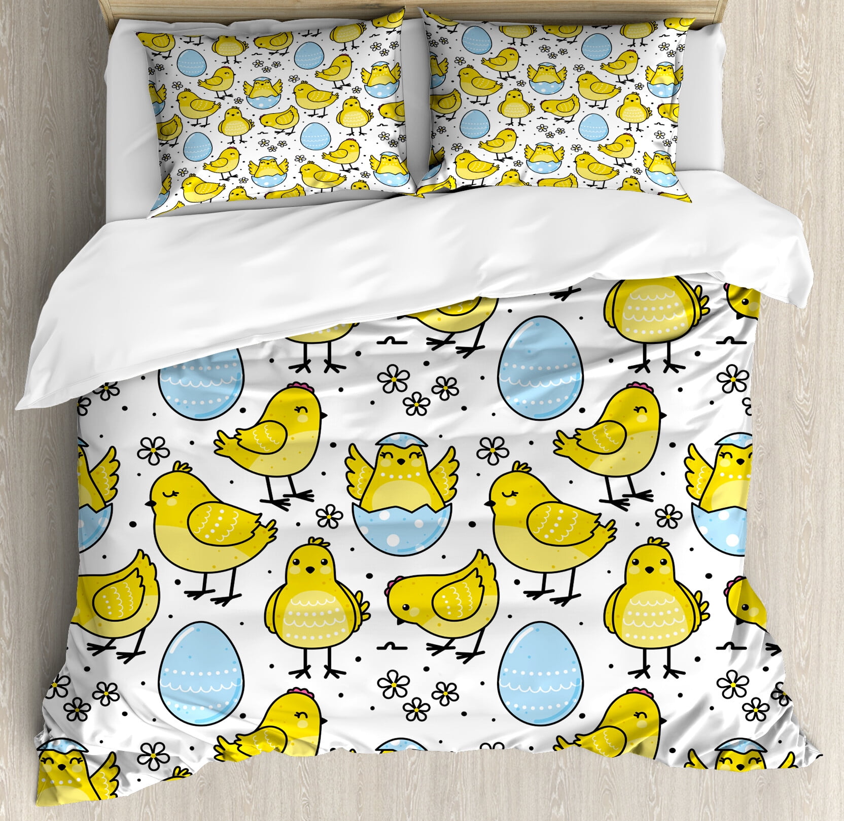 Hen Farm Chicken Eggs Pattern Print Duvet Cover Bedding Set