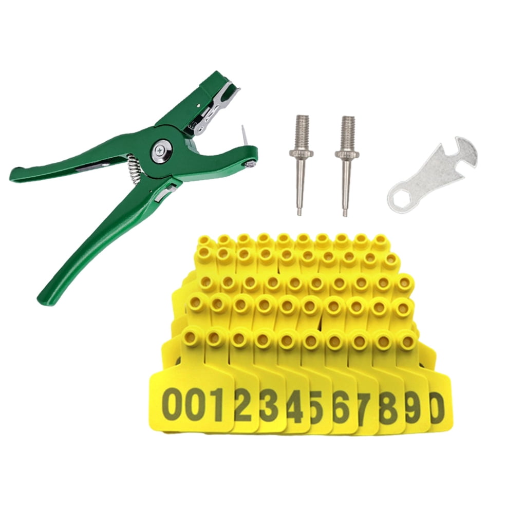 Ear Tagging Tools Ruminant Farm Animal Ear Label 001-100 Number Animal Eartags Pliers Tool for ...
