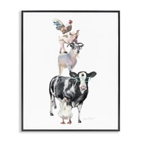 Farm Animal Family Black Framed Giclee Art, design by Jean Plout