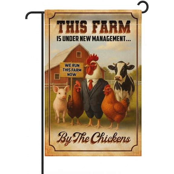 Farm Animal Garden Flag Double Sided Farmhouse Rooster Pig Hen Cow Barn Outdoor Indoor Decor 12x18 Inch Fall Thanksgiving Theme