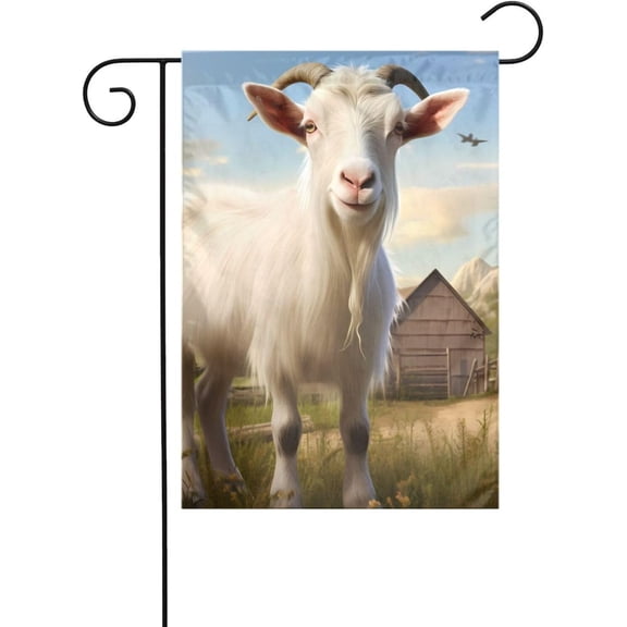 Farm Animal Goat Picture Garden Flags 12x18in for Yard Decoration with 3cm Pole Position Width (Flag Only, No Flagpole Included)