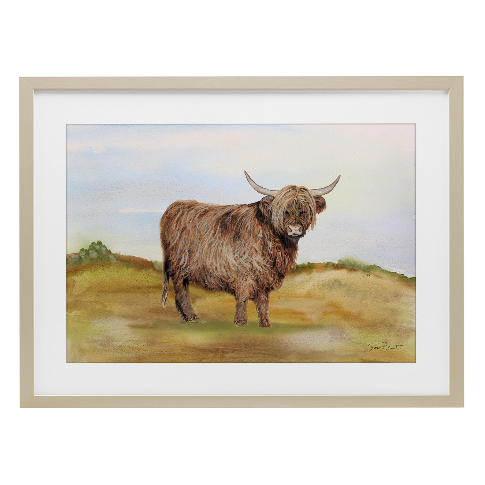 Farm Animal In Pasture Birch Framed Print Under Glass, design by Jean Plout