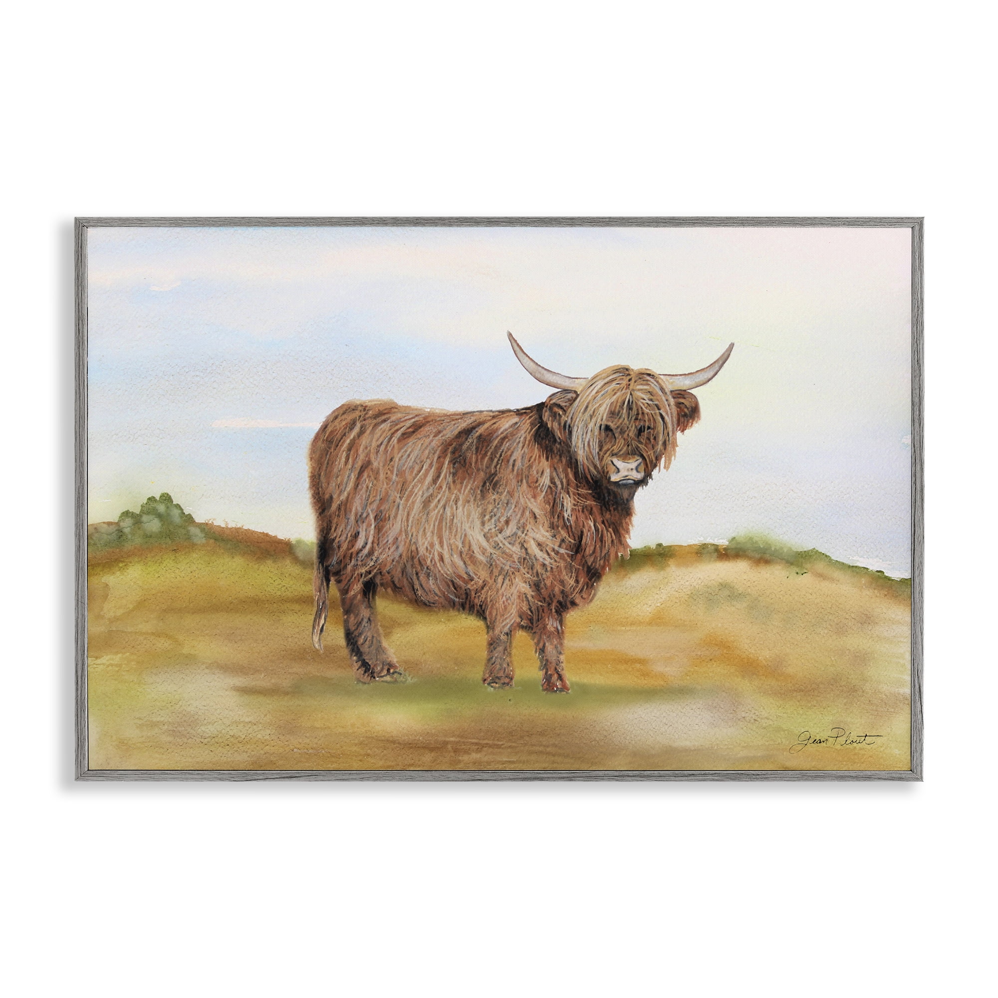 Farm Animal In Pasture Gray Framed Giclee Art, design by Jean Plout