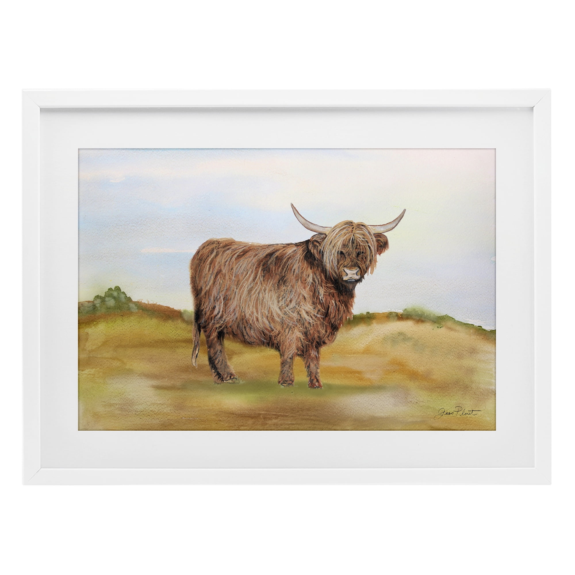 Farm Animal In Pasture White Framed Print Under Glass, design by Jean Plout