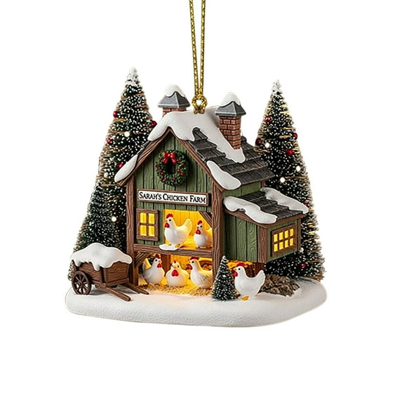 Farm Animal Ornaments Farm Animal Acrylic Ornaments, Christmas Tree Decorations with Chicken Design, Hanging Ornaments for Bags and Trees, Festive Farm Themed Decor for Holiday Season