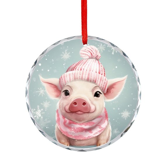 Farm Animal Pig Christmas Glass Christmas Ornament Hanging Craft Collectibles for Xmas Trees Home Party Gifts Christmas Farm Animals Christmas Glass Decoration