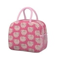 thumbnail image 1 of Farm Animal Pig Lunch Tote for Women, Cute Cartoon Watercolor Design with Floral Abstract Pattern, Reusable Insulated Cooler Bag for Office, Picnic, Travel, or School Use, 1 of 7