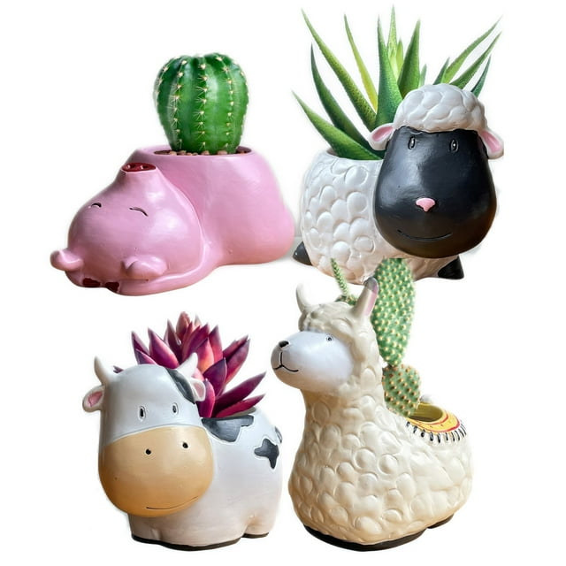 Farm Animal Plant Pots by Super Happy Indoor Resin Planters Cow Pig
