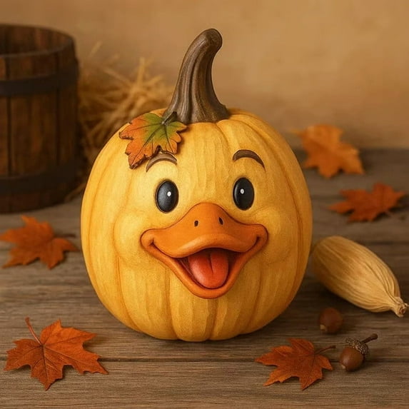 Farm Animal Pumpkin Decor Set, Vintage Style Resin Fall Harvest Statues, Cute Outdoor Garden Porch Decorations for Autumn Thanksgiving, Indoor Tabletop Centerpiece and Holiday Decor