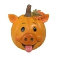 thumbnail image 1 of Farm Animal Pumpkin Statues Craft Ornaments Home Desktop Decorations Holiday Decorations, Adorable Pig-Shaped Design With Brown Stem And Leaf Accent, Exquisite Artwork For, 1 of 4
