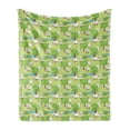 thumbnail image 1 of Farm Animal Soft Flannel Fleece Throw Blanket, Nursery Cartoon with Sad Sheep in Forest with Trees and Pond, Cozy Plush for Indoor and Outdoor Use, 50" x 70", Pale Green Multicolor, by Ambesonne, 1 of 5