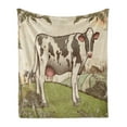 thumbnail image 1 of Farm Animal Soft Flannel Fleece Throw Blanket, Vintage Pastel Engraved Style Graphic of Dairy Cattle in Farmland, Cozy Plush for Indoor and Outdoor Use, 50" x 60", Multicolor, by Ambesonne, 1 of 5