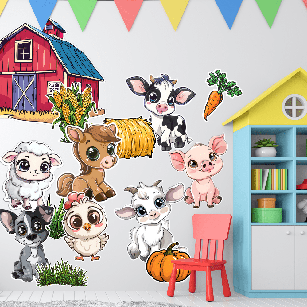 Farm Animal Stickers for Walls - Hi-Res Vinyl Animal Wall Decals for ...