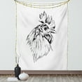 thumbnail image 1 of Farm Animal Tapestry, Artistic Sketch of Simplistic Drawn Rooster Head Portrait Print, Wall Hanging for Bedroom Living Room Dorm Decor, 60"W X 80"L, Charcoal Grey and White, by Ambesonne, 1 of 5